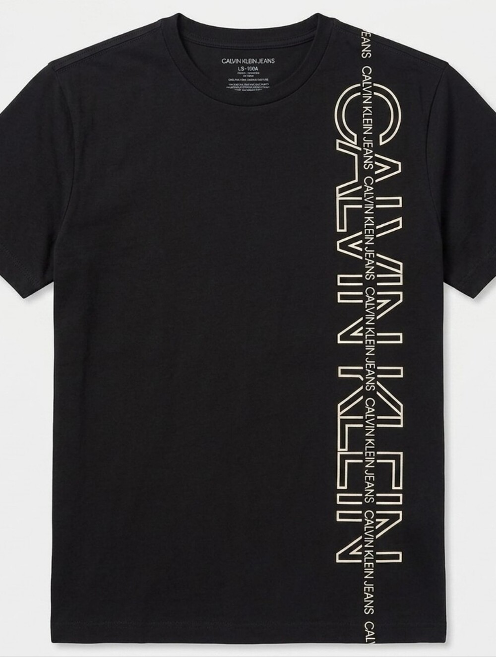 Calvin Klein Jeans Black Tee with Vertical Logo